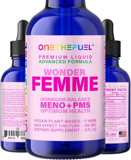 [BRSWYY35BMBW2DQY] Wonder Femme Plant-Based Hormone Balance Menopause Hot Flashes Relief Support 100% Natural 17 Herbal Women Estrogen Health Supplement Dong Quai Vitex + Fast Absorb Tincture 2 oz. Liquid