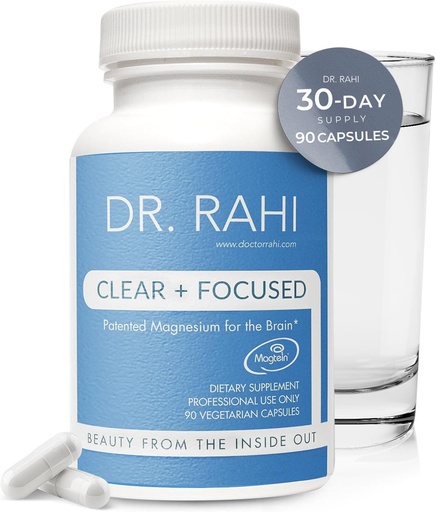 [BRSRAA3YDECGAADU] Magnesium L-Threonate Kapseln - Made in USA 90 Kapseln - Patentierte Formel für Gehirnunterstützung, Gedächtnis und Fokus - Non-GMO, Gentle Magnesium Supplement für Erwachsene - Klar und fokussiert von Dr. Rahi