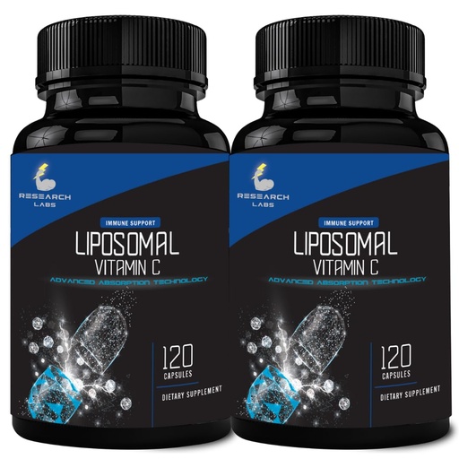 [BRSRMBTYBYFRUFD2] Research Labs Liposomal Vitamin C Supplement w/Enhanced Absorption LipoQuil-C™ | 2 Fer 1 ad 240 Capsules Total Immune Support Collagen Booster | High Dose Fat Soluble Vita C 1000mg Buffered | Non GMO