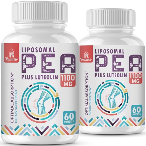 [BRSRMCABDMCAEEQ7] Liposomal Palmitoylethanolamide 1000 mg + Luteolin 100 mg, Micronized Pea 99% Highly Purified - Enhanced Absorption and Bioavailability, 120 Softgels