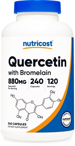 [BRSWKHY4OB4QO33X] Nutricost Quercetin 880mg, 240 Vegetarian Capsules with Bromelain (165mg) - 120 Servings (440mg Quercetin Per Cap) - Gluten Free, Non-GMO