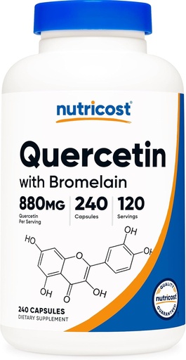 [BRSWKHY4OB4QO33X] Nutricost Quercetin 880mg, 240 Vegetarian Capsules with Bromelain (165mg) - 120 Servings (440mg Quercetin Per Cap) - Gluten Free, Non-GMO