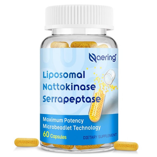 [BRSRAYIRBYMG22Y7] Liposomal Nattokinase 12,000 FU Serrapeptase 360,000 SPU Enzyme Supplement - Enriched with Synergistic Enzymes and Nutrient Blend & Inulin for Circulatory, Gut, Digestion 60 Capsules (1 Bottle)