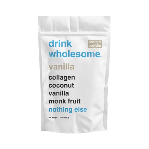 [BRSROCYEOYNRAETJ] drink wholesome Vanilla Collagen Protein Powder for Sensitive Stomachs | Minimally-Processed, Whole-Food Protein | Additive-Free, Dairy-Free, Gluten-Free | Low FODMAP