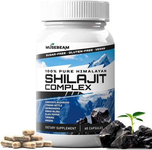 [BRSRAHT5OAGRYHQ4] Himalayan Shilajit Capsules Men Women - Premium Himalayan Fulvic Acid Supplement Pills - Ashwagandha Turmeric Ginkgo Biloba Ginseng Cordyceps Mushroom Stinging Nettle Black Pepper