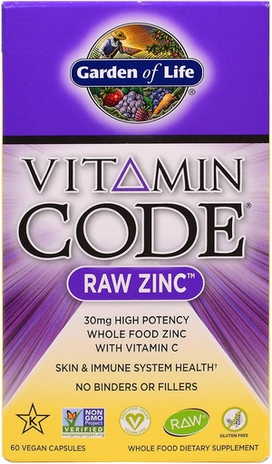 [BRSWGHATCAOWGYLA] Garden of Life, Vitamin Code, Raw Zinc, 60 Veggie Caps