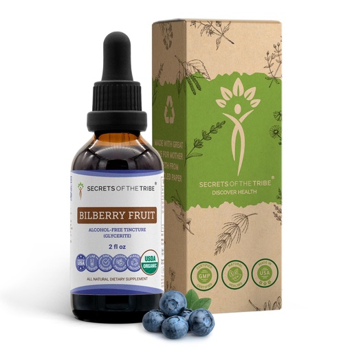 [BRSRMBT2BYMRYE3K] Secrets of the Tribe Bilberry Fruit USDA Organic | Alcohol-Free Extract, High-Potency Herbal Drops, Vision | Made from 100% Certified Organic Bilberry (Vaccinium Myrtillus) Dried Fruit 2 oz