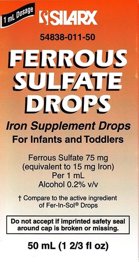 [BRSWIGD3BEHWG3LU] FERROUS SULF DROPS 15MG / ML * SIL 50 ML