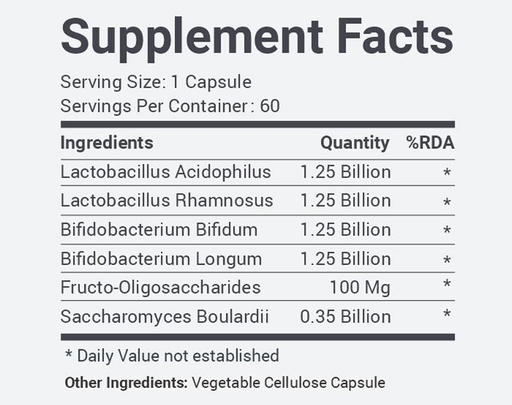 [BRSROCA5CBYBEF34] Pre & Probiotics Supplement générique pour la santé de Gut avec 06 bactéries saines Aide Digestion Soutient le trac urinaire Aide à réguler les mouvements de l'intestin