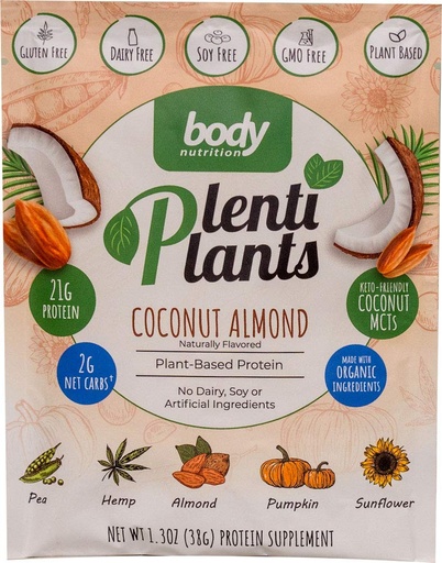 [BRSWYZD2OAFBSYIZ] Body Nutrition PlentiPlants Plant Based Protein (Coconut manteli, 38 g)