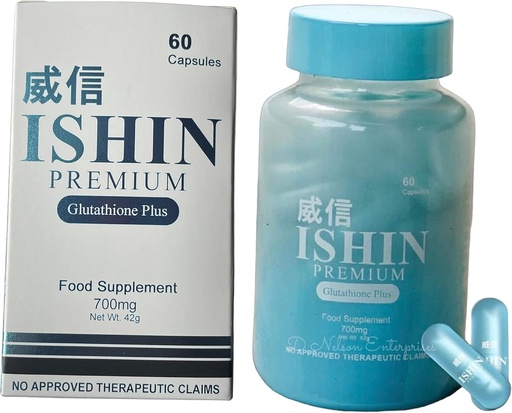 [BRSRMHQCBYDWK3IV] ISHIN Premium Glutathione Plus Nahrungsergänzungsmittel, 60 Kapseln