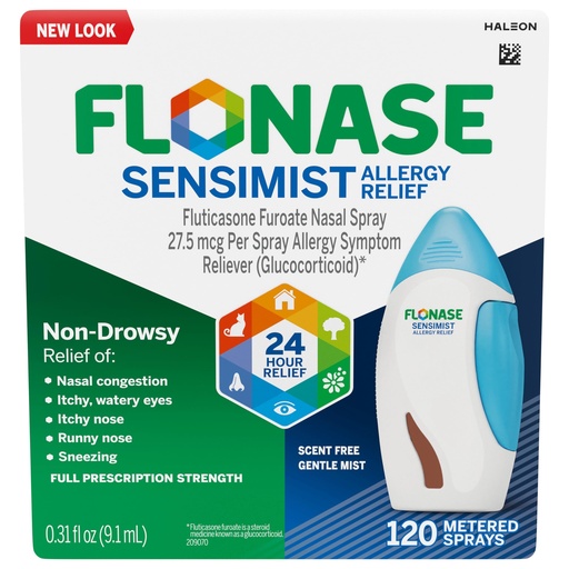 [BRSWKHALBMIAA2DD] Flonase Sensimist Allergy Relief Nasal Spray for Non-Drowsy, 24-Hour Multi-Symptom Allergy Relief – 120 Sprays