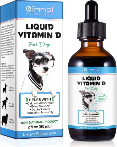 [BRSROA36DMCW2AL4] Vitamina D para perros, Líquido D para perros, Vitaminas de perros D Las gotas promueven la absorción de calcio, apoya la salud conjunta de la cadera y la salud dental del perro - Suplementos de mascotas Vitaminas Líquidas D, Bacon Flavour - 2 Fl Oz