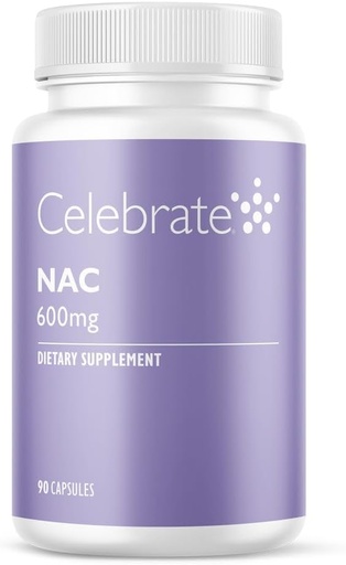 [BRSROEDYC55AYEI7] Celebrate Vitamins NAC (N-Acetyl Cysteine) Supplement, 600mg per Capsule, Gluten Free, Non-GMO, 90 Capsules