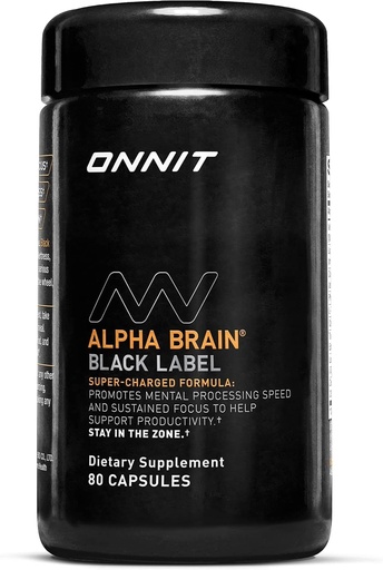 [BRSW2ZYDPIDWM2YZ] ONNIT Alpha Brain Black Label Capsule (80ct) Premium Citicoline Brain Supplement – IGENTM Non-GMO Tested for Focus, Concentration & Memory, Lion’s Mane, Hericium Erinaceus, L Theanine &amp; Mucuna Pruriens