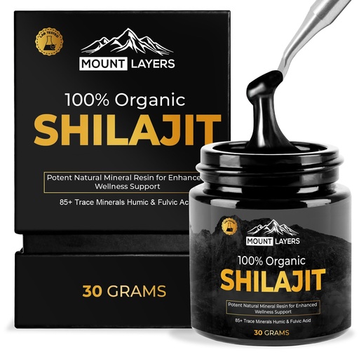 [BRSRA2QECIHAECDZ] Organic Shilajit Resin with Fulvic Acid - Himalayan Shilajit for Men & Women with 85+ Trace Minerals - Supports Metabolism - Bone Health and Immune System - 500mg - 60 Servings - 30g Jar