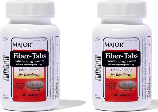 [BRSWKGQMONYWCG3C] MAJOR Fiber-Tabs 625 Mg Tablets - Fiber Therapy for Regularity - Occasional Constipation Relief for Adults - 90 Count (2 Pack)