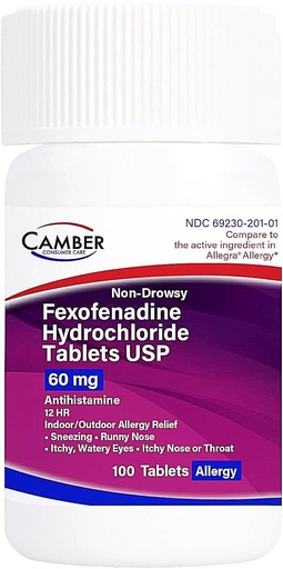 [BRSROA32BMCWGADB] Camber Non-Drowsy Fexofenadine Antihistamine Indoor Outdoor Allergy Relief Tablets 60Mg 100 Count