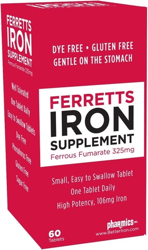 [BRSWKHTYO4HWKEI5] Iron Tablets 325mg Ferrous Fumarate 2 Pack (120 Total)