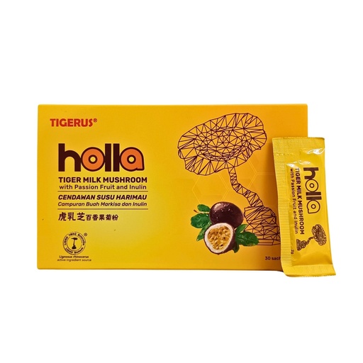 [BRSROEDYC5YQI3Y2] TIGERUS® Holla Tiger Milk Mushroom with Passion Fruit and Inulin - Immune Support, Digestive Health, Antioxidant Boost, Natural Wellness Supplement - 30 Sachets