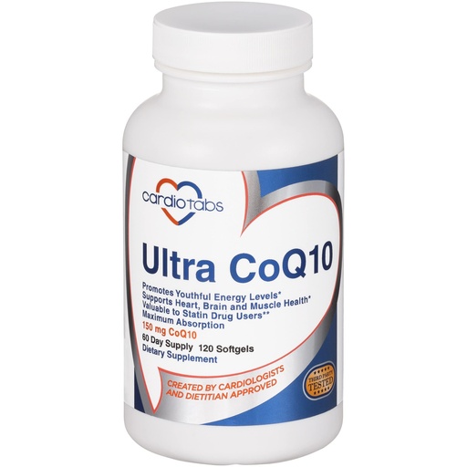 [BRSWKH3YOR5AAH3U] Ultra CoQ10 Coenzyme Supplement for Cardio Health, 150 mg of CoQ10 - Ubiquinone - Per 2 Softgels w/Safflower Oil & Tocopherols, 6X Better Absorption for Brain & Muscle Health, 120 Softgels
