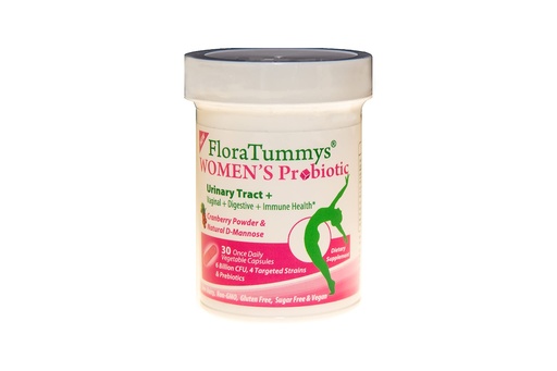 [BRSWGFQHBF6W2234] FloraTummys Women's Probiotic, Urinary Tract Digestive Immune System Health, Cranberry Powder, Kosher Certified, Non-Dairy, Gluten Free, Non-GMO