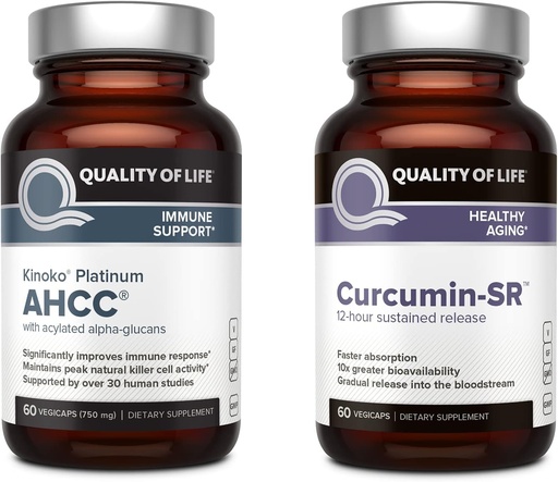 [BRSWY2T2AAHB6CD2] Life Kinoko Platinum AHCC Mushroom Özü və Mikroaktiv Curcumin SR - Immune Paket