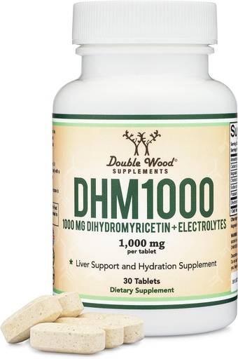 [BRSWGZQHOR4GMH3A] DHM1000 二氢甲酰锡(DHM)平板-市场上最强大的DHM补充-1000mg (30 Counter) 由双木加成电解为水分和活物支持而增强