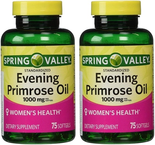 [BRSWGED2PN6BUD3K] Spring Valley - Evening Primrose Oil 1000 mg,Twin Pack 150 Total Softgels