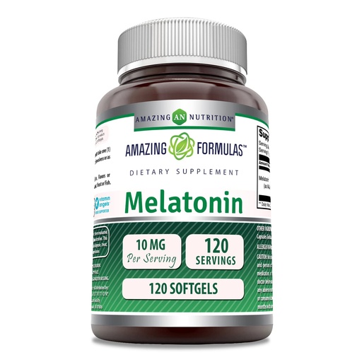 [BRSWKGT4CMEGOC3O] Amazing Nutrition Melatonin 10 mg | 120 Softgels Supplement | Non-GMO | Gluten Free | Made in USA
