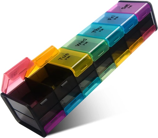 [BRSW2ZQBDMDRAAA3] Extra Large Weekly Pill organizators, 7 Day AM/PM Pill Case with XXL Iecirknis zivju eļļām, Travel-Drownly Medicine Organizators Pill Planner vitamīniem, papildinājumi