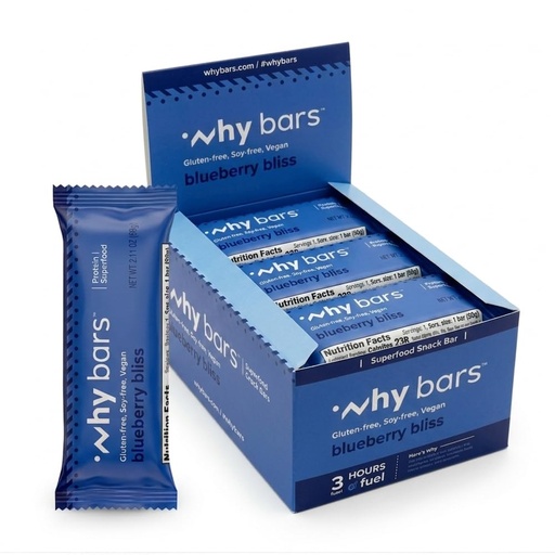 [BRSWYBLRBUJWYDLJ] Why Bars, Healthy Snack Bars, Blueberry, 2.04 Ounce Bars (Pack of 12) - Gluten Free Oats, Almond Butter, Chia Seeds, Superfood, Vegan, Clean Ingredients