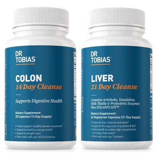 [BRSROCAEAEHGOALX] Dr. Tobias Colon 14 Day Cleanse & Liver 21 Day Cleanse Supplements, with Fiber, Herbs & Probiotics, Solarplast, Artichoke, Milk Thistle, Supports Gut and Liver Health.