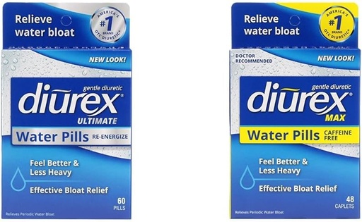 [BRSRAY33CEFBECLZ] Diurex Ultimate Re-Energizing 60 Count Max Caffeine-Free 48 Count Maximum Strength Water Pills Bloat Relief Bundles