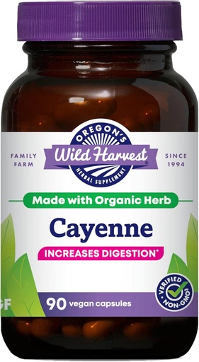 [BRSWIYT7DEPACC3G] Oregon's Wild Harvest Non-GMO Cayenne Capsules, Organic Herbal Supplements, 90 Count