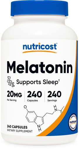 [BRSRMFIEBEMA4EIV] Nutricost Melatonin 20mg, 240 Capsules, Non-GMO & Gluten Free