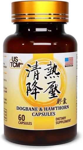 [BRSRMCYLAEBWC3T3] Dogbane Hawthorn Capsules 清热降压胶囊 500mg 60 Vegetable Capsules 100% Natural No Preservatives Made in USA