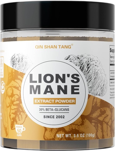 [BRSROEIBCMNAEC3G] Lion's Mane Mushroom Powder, Real Fruiting Body Extract - 100g, Brain Supplement for Memory and Focus, 30% Beta-glucans