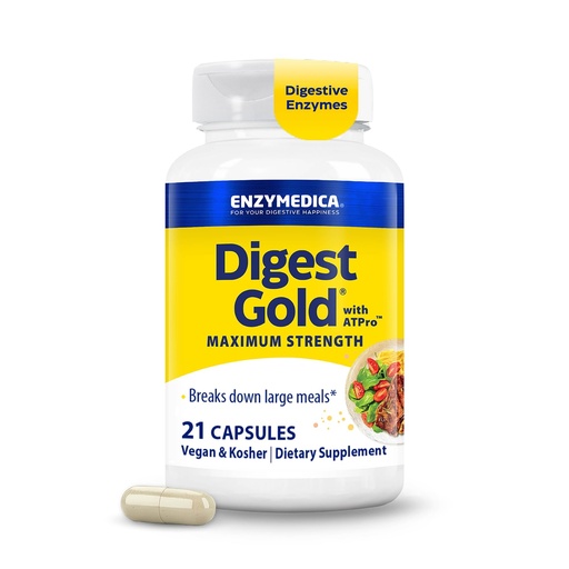 [BRSWIYYYAR5BWHTC] Enzymedica, Digest Gold + ATPro, Maximum Strength Digestive Enzymes, 21 Capsules (FFP)