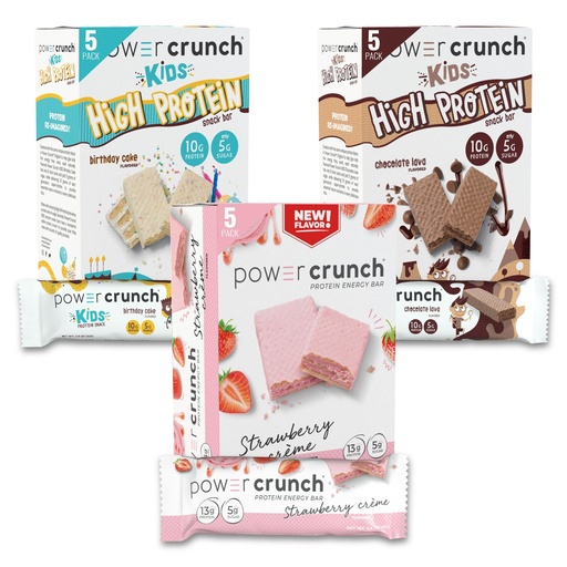 [BRSROBD7O56Q4G3D] Power Crunch Protein Wafer Bars and Power Crunch KIDS Protein Bars, Variety Pack, (15 Count) High Protein Snacks with Delicious Taste
