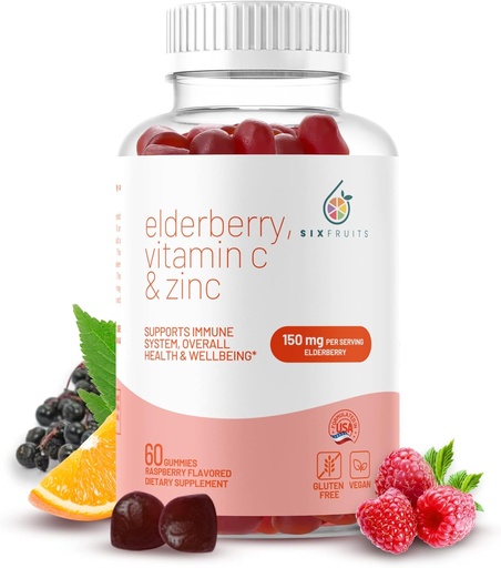 [BRSRMCACOBYWACL6] Organic Elderberry Gummies with Zinc & Vitamin C | Vegan Elderberry Gummies for Adults | Immunity & Immune Support Supplement for Adults | Gluten & Gelatin Free