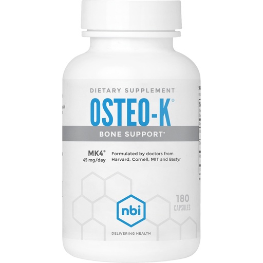 [BRSWGGD3CB4AAYIU] NBI Osteo-K Bone Support | Vitamin D & K Complex with Calcium Citrate Supplement | 45mg Vitamin K2 (MK4) for Strong Bone Health & Function | 180ct Veggie Capsules