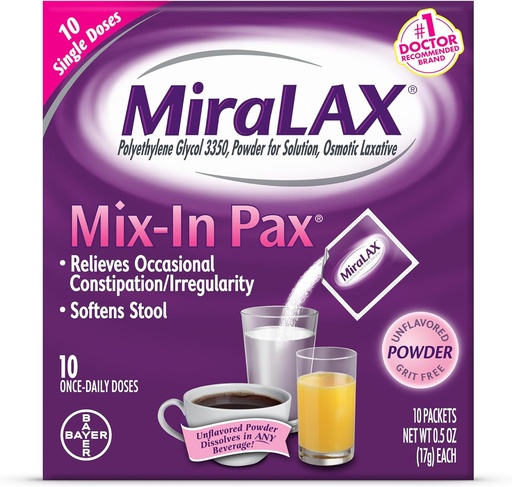 [BRSWK2QMCEBQGC32] MiraLAX Laxative Powder Packets 10.0 ea. (Quantity of 5)