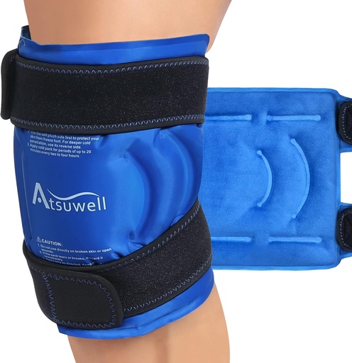 [BRSWYCAEDMMGKCQV] Atsuwell Ice Pack for Knees, Reusable Gel Ice Wraps for Knee, Flexible Cold Compress Cold Pack for Knees, Elbow, Shin, 1 Pack
