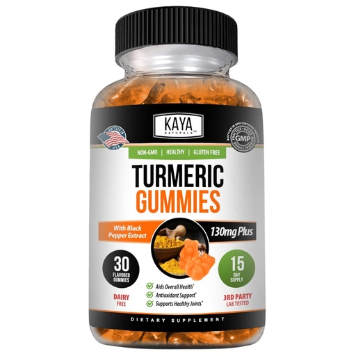 [BRSRMZI2BUBQECT3] Kaya Naturals Turmeric Supplements Gummies - Pure Nature Turmeric Curcumin -Turmeric Ginger Gummies - 30 Count Gummy - Turmeric with Black Pepper Extract