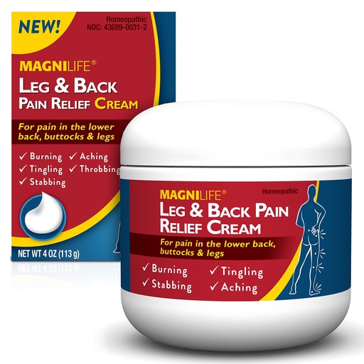 [BRSWKHD6AYFWYAA3] MagniLife Leg & Back Pain Relief Cream (4 oz), Topical Support for Leg Pain & Lower Back Discomfort, Fast Absorbing, No Residue, Mild Scent, Massage-in Formula