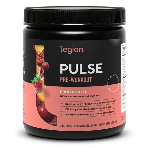 [BRSWIAYQDF7RSFLK] LEGION Pulse Pre Workout Supplement - All Natural Nitric Oxide Preworkout Drink to Boost Energy, Creatine Free, Naturally Sweetened, Beta Alanine, Citrulline, Alpha GPC (Fruit Punch)