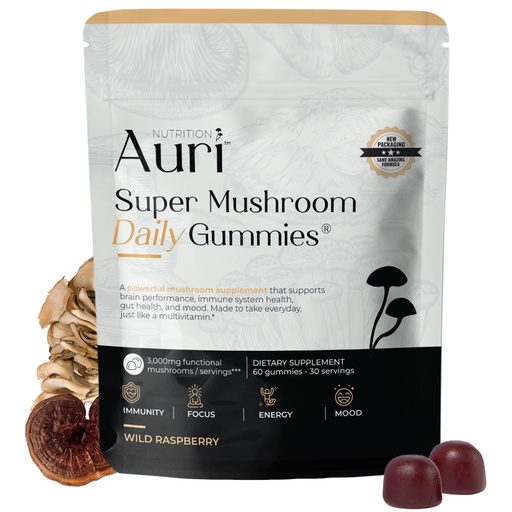 [BRSROZTYOV7QOCT2] Auri Nutrition Super Mushroom Daily Gummies – All-in-One Functional Gummy with 12 Mushroom Blend Including Lion’s Mane, Reishi, Chaga & Cordyceps – 60 Gummies