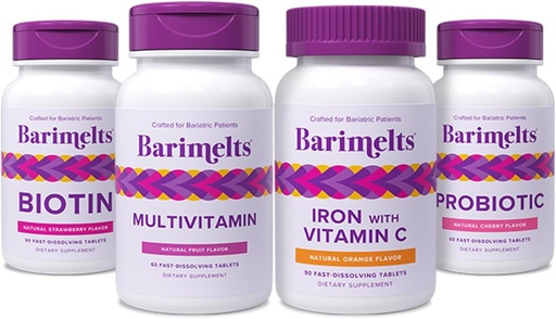 [BRSRMBAQO4PBGYLV] BariMelts Complete Post-Bariatric Surgery Bundle - Multivitamin, Iron with Vitamin C, Biotin, and Probiotics