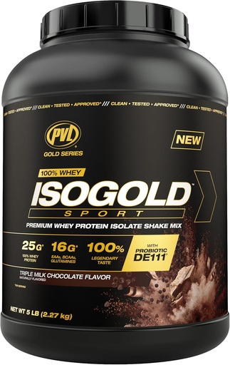 [BRSROATQDIMWKCD6] PVL Gold Series - 100% Whey ISOGOLD Sport - Premium Whey Protein Isolate Shake Mix - 5 LB - Triple Chocolate